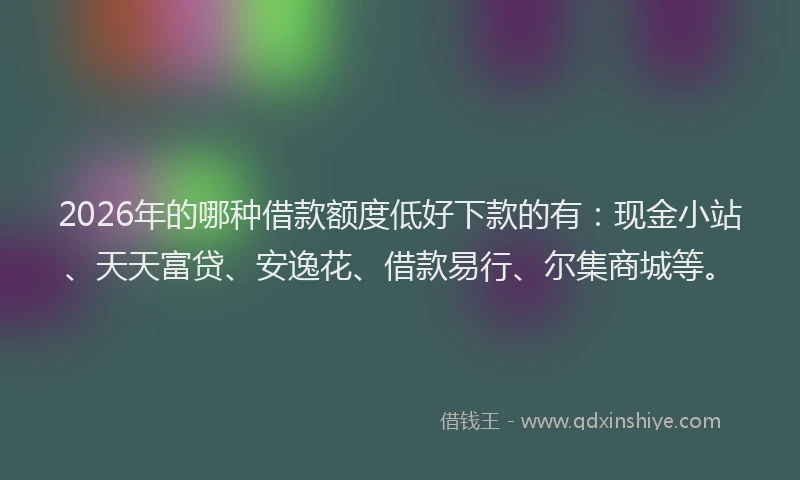 2026年的哪种借款额度低好下款的有：现金小站、天天富贷、安逸花、借款易行、尔集商城等。