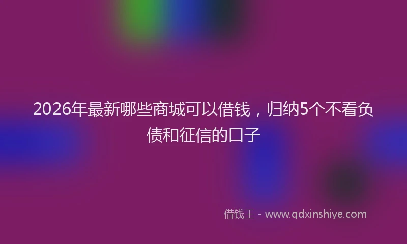 2026年最新哪些商城可以借钱，归纳5个不看负债和征信的口子