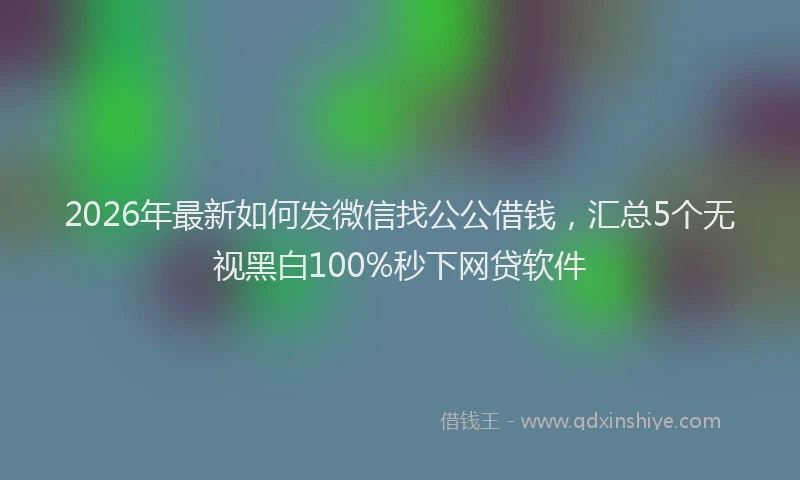 2026年最新如何发微信找公公借钱，汇总5个无视黑白100%秒下网贷软件