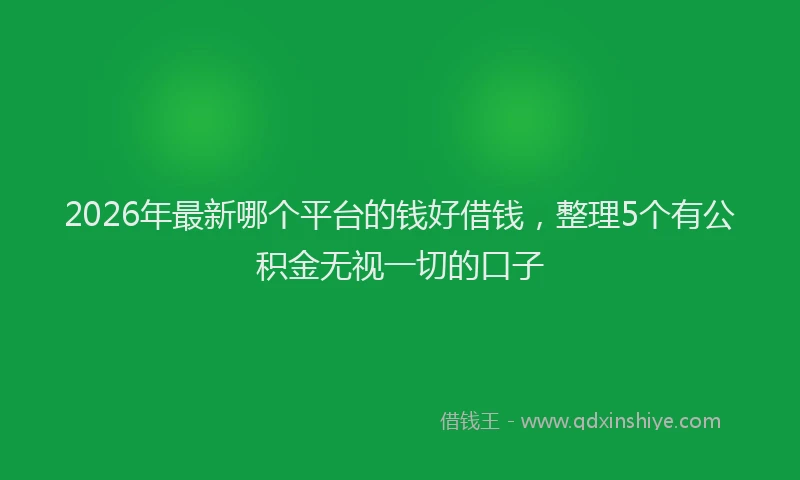 2026年最新哪个平台的钱好借钱，整理5个有公积金无视一切的口子