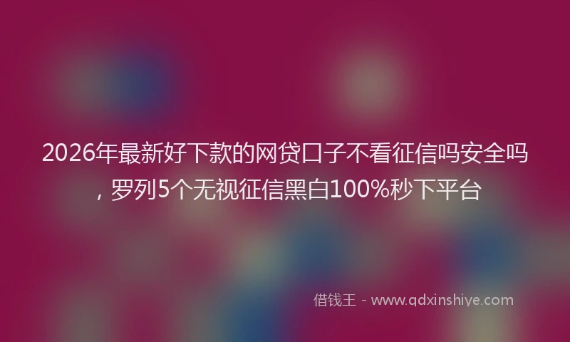 2026年最新好下款的网贷口子不看征信吗安全吗，罗列5个无视征信黑白100%秒下平台