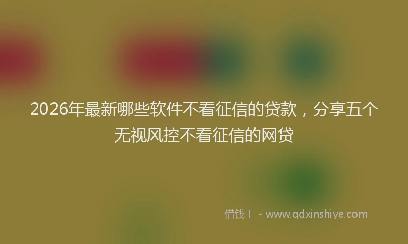 2026年最新哪些软件不看征信的贷款，分享五个无视风控不看征信的网贷
