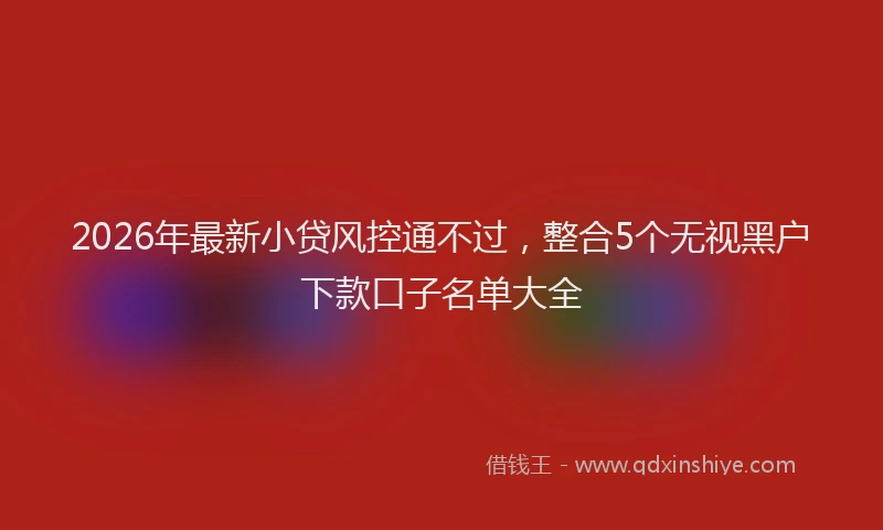 2026年最新小贷风控通不过，整合5个无视黑户下款口子名单大全