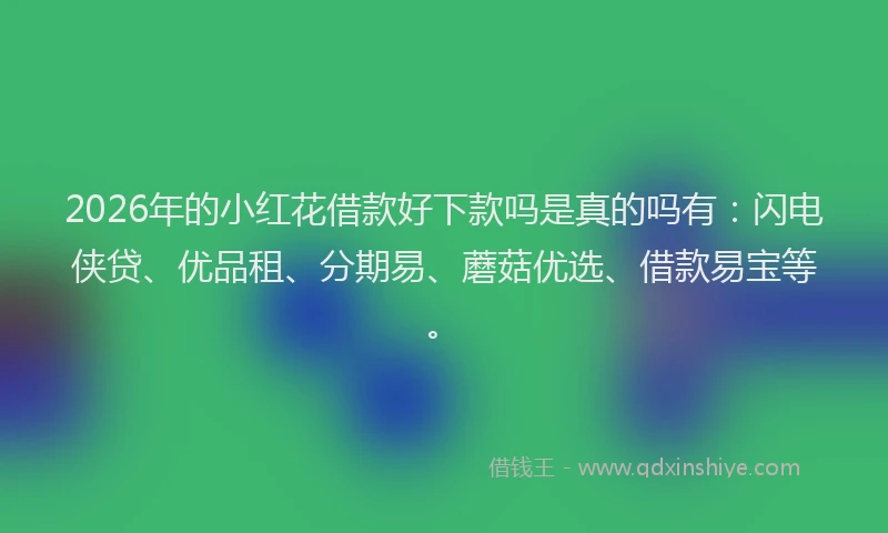 2026年的小红花借款好下款吗是真的吗有：闪电侠贷、优品租、分期易、蘑菇优选、借款易宝等。