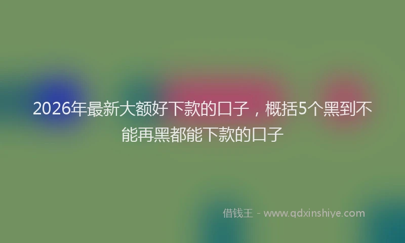 2026年最新大额好下款的口子，概括5个黑到不能再黑都能下款的口子