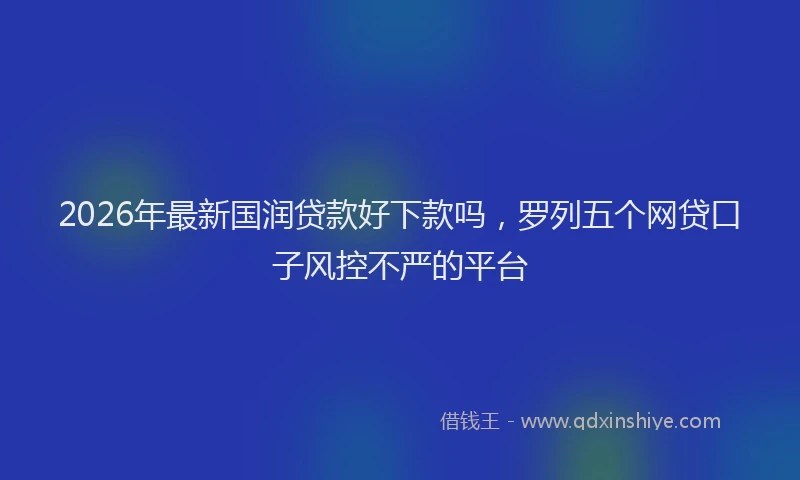 2026年最新国润贷款好下款吗,罗列五个网贷口子风控不严的平台