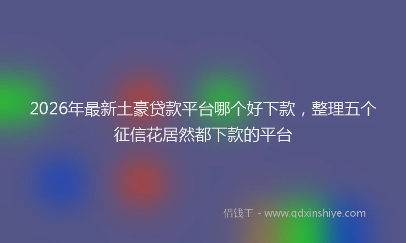 2026年最新土豪贷款平台哪个好下款，整理五个征信花居然都下款的平台