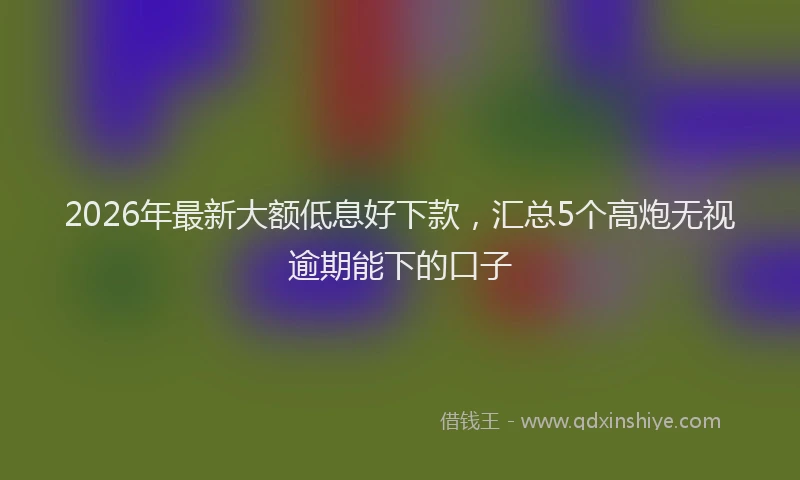 2026年最新大额低息好下款，汇总5个高炮无视逾期能下的口子
