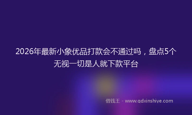 2026年最新小象优品打款会不通过吗，盘点5个无视一切是人就下款平台