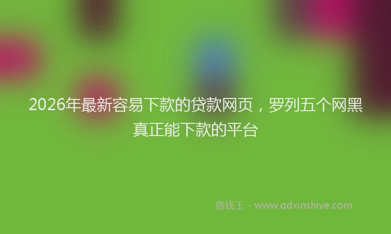 2026年最新容易下款的贷款网页，罗列五个网黑真正能下款的平台