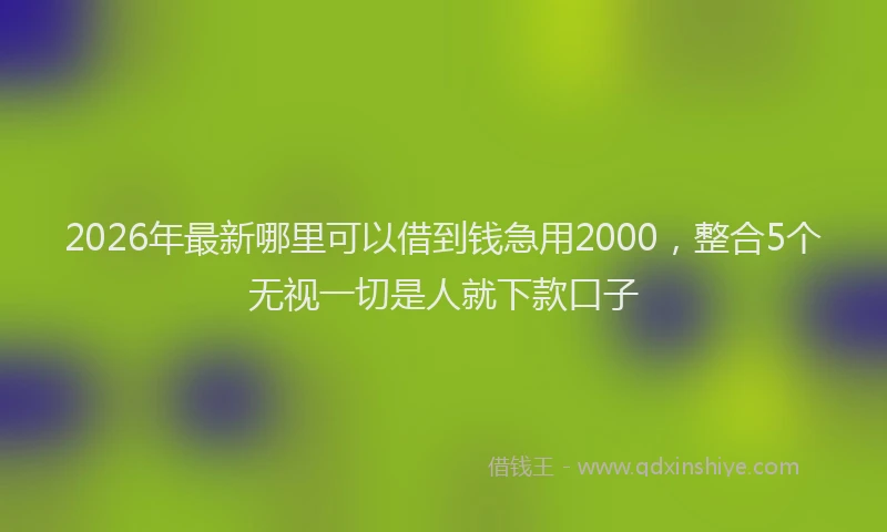 2026年最新哪里可以借到钱急用2000，整合5个无视一切是人就下款口子
