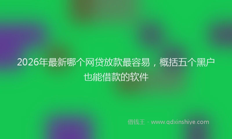 2026年最新哪个网贷放款最容易，概括五个黑户也能借款的软件