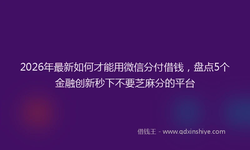 2026年最新如何才能用微信分付借钱，盘点5个金融创新秒下不要芝麻分的平台