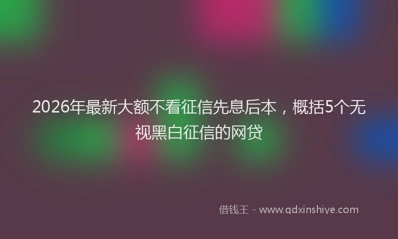2026年最新大额不看征信先息后本，概括5个无视黑白征信的网贷