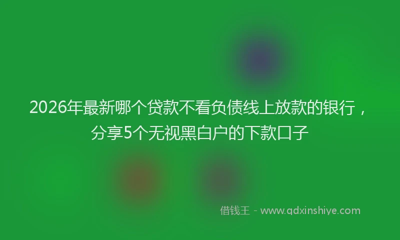 2026年最新哪个贷款不看负债线上放款的银行，分享5个无视黑白户的下款口子