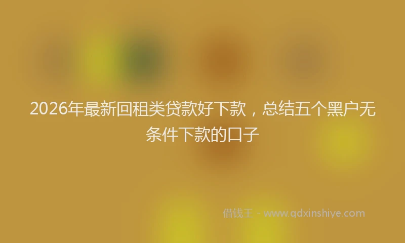 2026年最新回租类贷款好下款，总结五个黑户无条件下款的口子