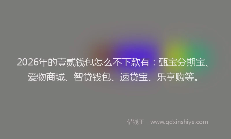 2026年的壹贰钱包怎么不下款有：甄宝分期宝、爱物商城、智贷钱包、速贷宝、乐享购等。