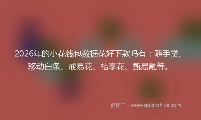 2026年的小花钱包数据花好下款吗有：随手贷、移动白条、戒易花、桔享花、甄易融等。