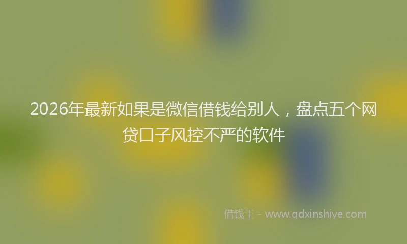 2026年最新如果是微信借钱给别人，盘点五个网贷口子风控不严的软件