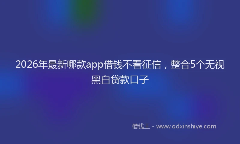 2026年最新哪款app借钱不看征信，整合5个无视黑白贷款口子