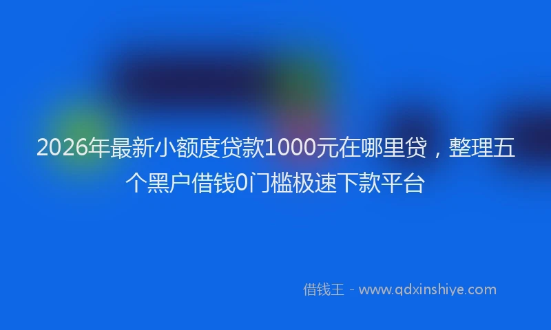 2026年最新小额度贷款1000元在哪里贷，整理五个黑户借钱0门槛极速下款平台