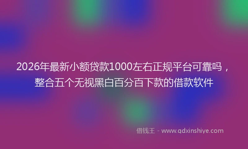 2026年最新小额贷款1000左右正规平台可靠吗，整合五个无视黑白百分百下款的借款软件