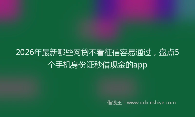 2026年最新哪些网贷不看征信容易通过，盘点5个手机身份证秒借现金的app