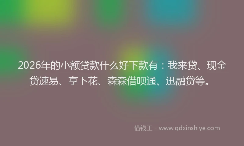 2026年的小额贷款什么好下款有：我来贷、现金贷速易、享下花、森森借呗通、迅融贷等。