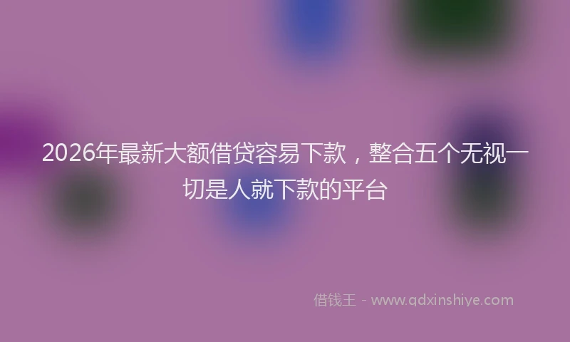 2026年最新大额借贷容易下款，整合五个无视一切是人就下款的平台