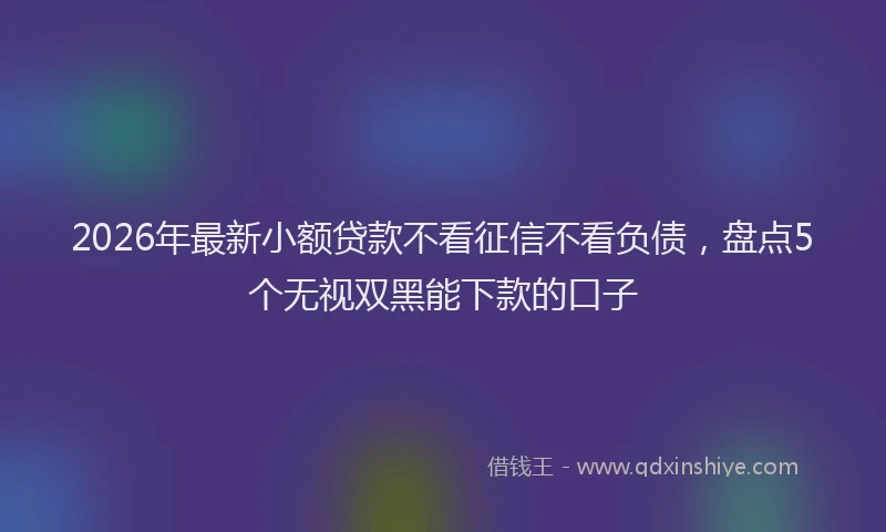 2026年最新小额贷款不看征信不看负债，盘点5个无视双黑能下款的口子