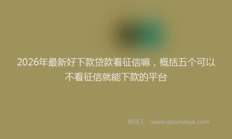 2026年最新好下款贷款看征信嘛，概括五个可以不看征信就能下款的平台