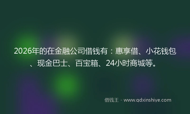 2026年的在金融公司借钱有：惠享借、小花钱包、现金巴士、百宝箱、24小时商城等。