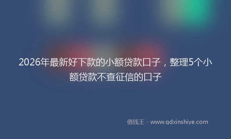 2026年最新好下款的小额贷款口子，整理5个小额贷款不查征信的口子