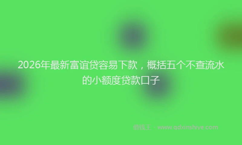 2026年最新富谊贷容易下款，概括五个不查流水的小额度贷款口子