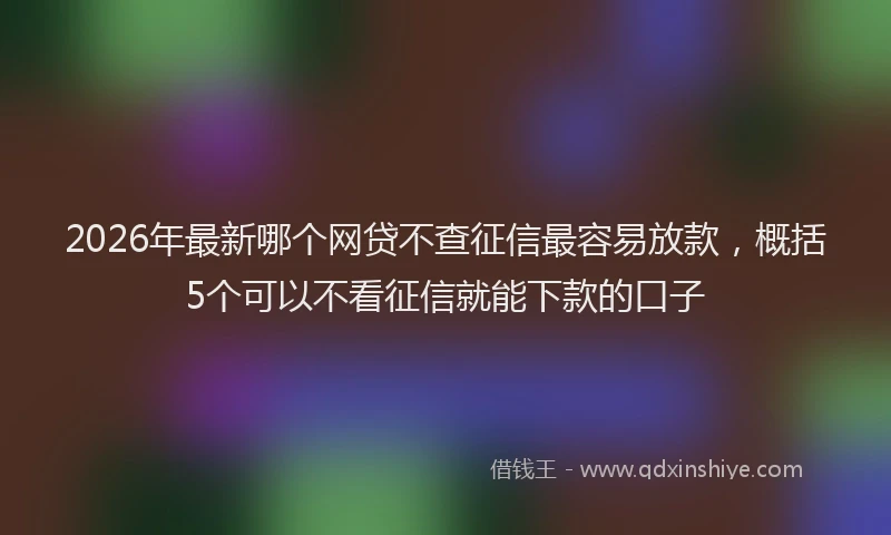 2026年最新哪个网贷不查征信最容易放款，概括5个可以不看征信就能下款的口子