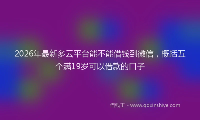 2026年最新多云平台能不能借钱到微信，概括五个满19岁可以借款的口子