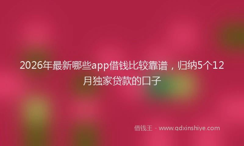 2026年最新哪些app借钱比较靠谱，归纳5个12月独家贷款的口子