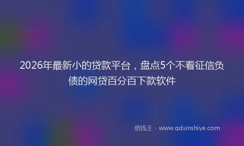 2026年最新小的贷款平台，盘点5个不看征信负债的网贷百分百下款软件