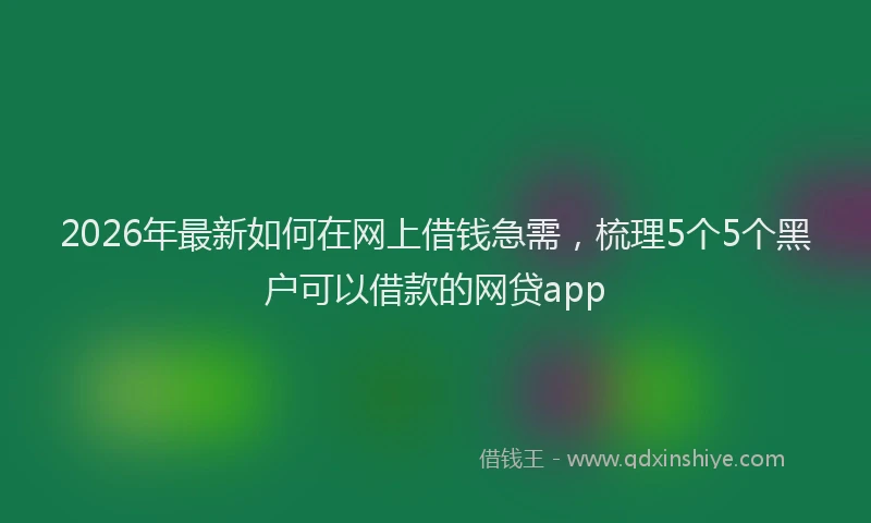 2026年最新如何在网上借钱急需，梳理5个5个黑户可以借款的网贷app