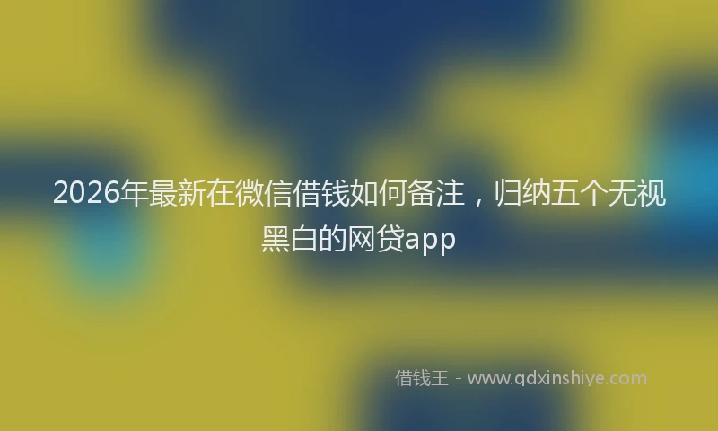 2026年最新在微信借钱如何备注，归纳五个无视黑白的网贷app