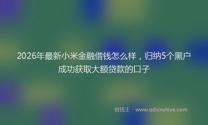 2026年最新小米金融借钱怎么样，归纳5个黑户成功获取大额贷款的口子