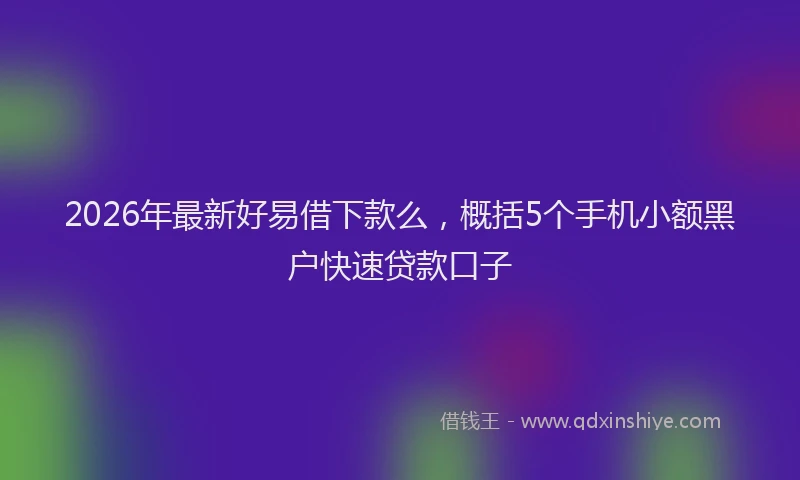 2026年最新好易借下款么，概括5个手机小额黑户快速贷款口子