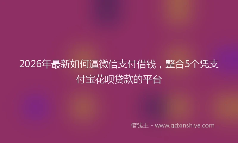 2026年最新如何逼微信支付借钱，整合5个凭支付宝花呗贷款的平台