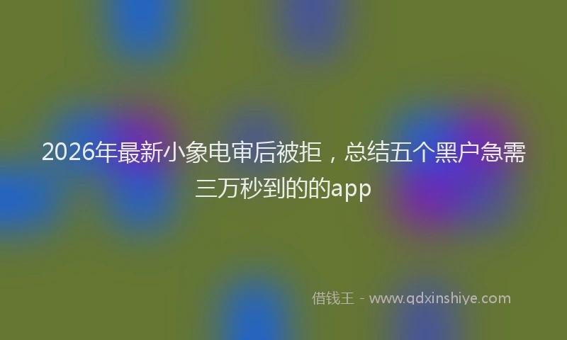 2026年最新小象电审后被拒，总结五个黑户急需三万秒到的的app