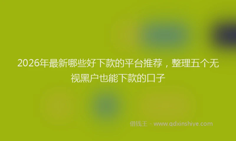 2026年最新哪些好下款的平台推荐，整理五个无视黑户也能下款的口子