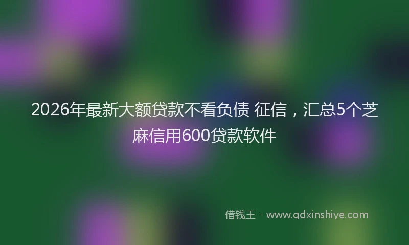2026年最新大额贷款不看负债 征信，汇总5个芝麻信用600贷款软件