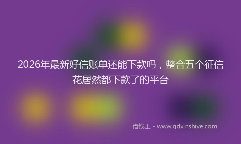 2026年最新好信账单还能下款吗，整合五个征信花居然都下款了的平台