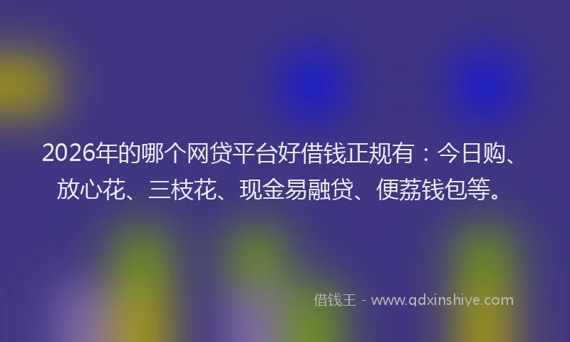 2026年的哪个网贷平台好借钱正规有：今日购、放心花、三枝花、现金易融贷、便荔钱包等。