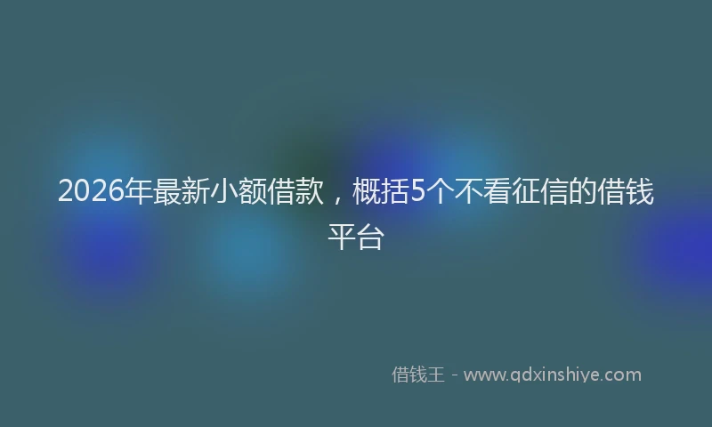 2026年最新小额借款，概括5个不看征信的借钱平台