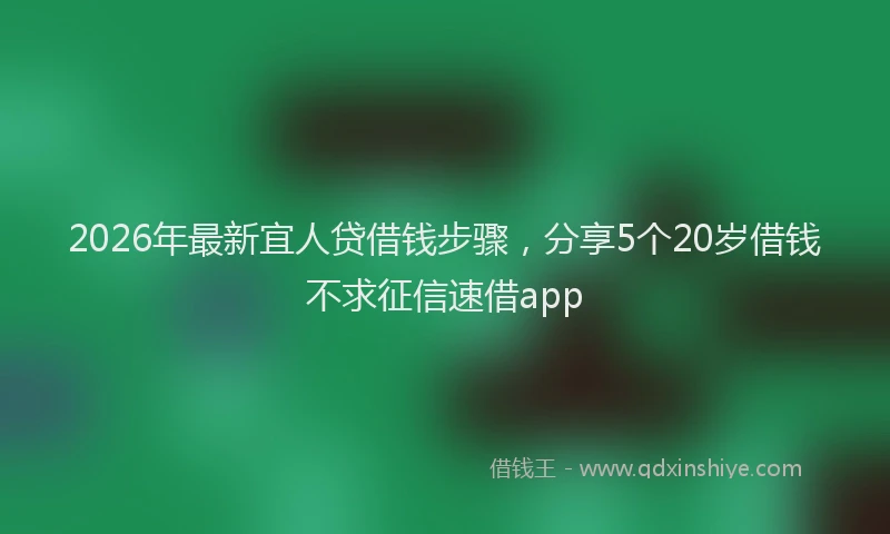 2026年最新宜人贷借钱步骤，分享5个20岁借钱不求征信速借app